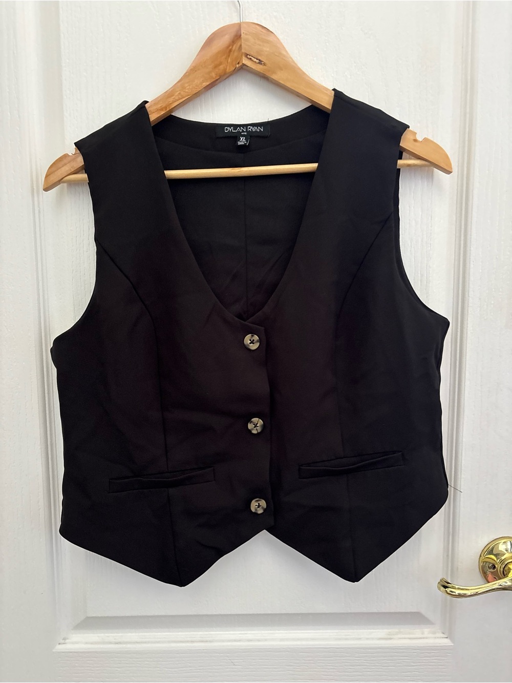 Dylan Ryan XL Black Tailored Button Vest